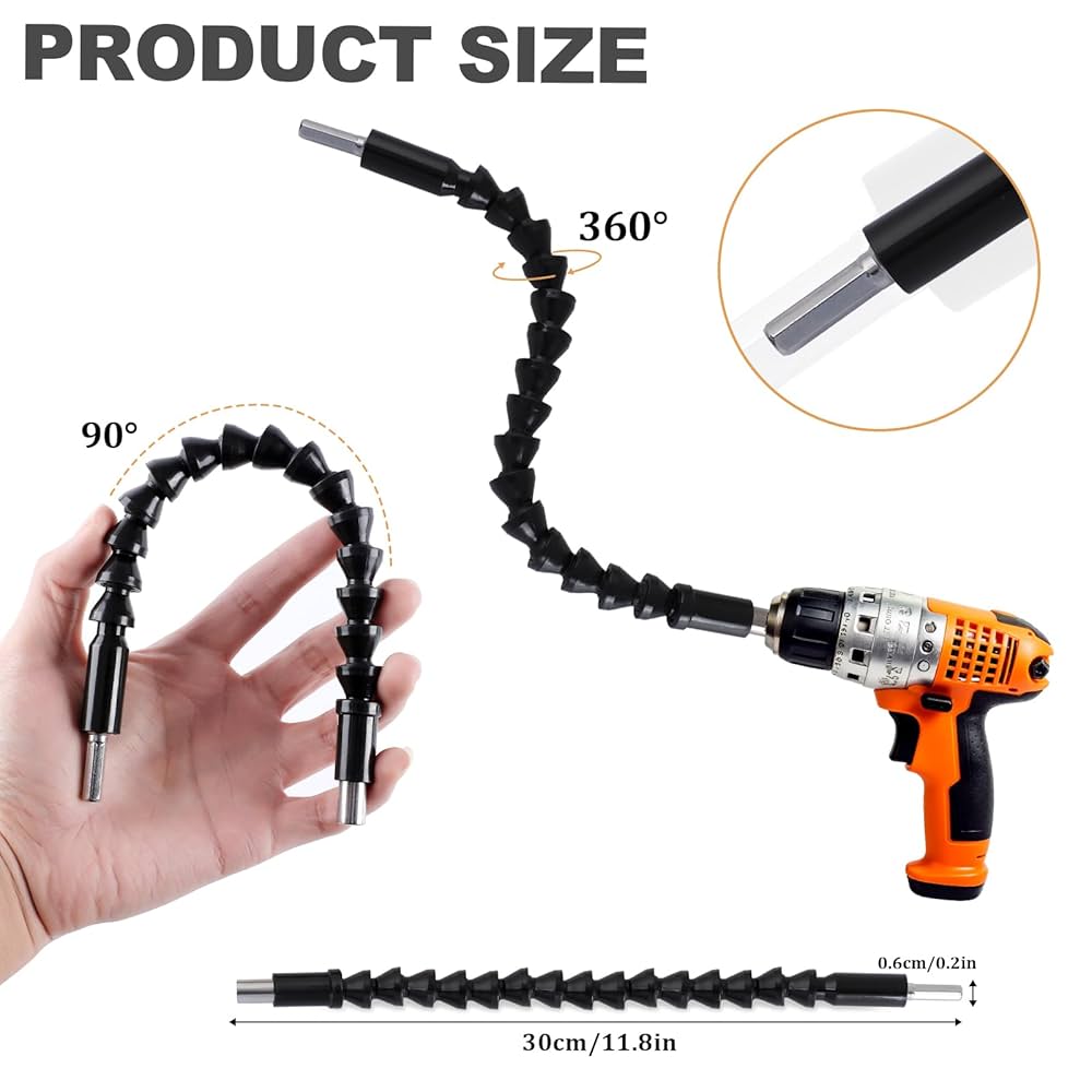 WHATWEWANT WWW_EXTENSIONTABLE（WN） 17Pcs Flexible Drill Bit Extension, Include 3Pcs Rotatable